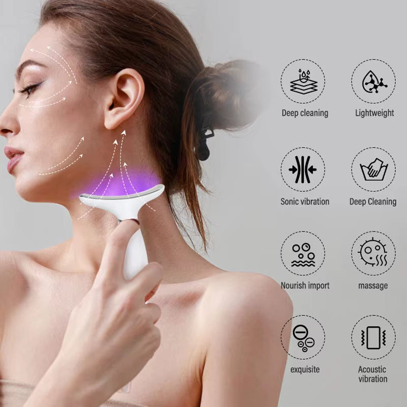 Revitalize Your Beauty Routine: 7 Color EMS Micro-Current Facial & Neck Massager with Vibrating Technology for Ultimate Care