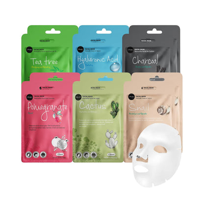 Essence Facial Sheet Masks - Korean Skin Care Moisturizing 12-Pack (Assorted - 2 of Each Variant)