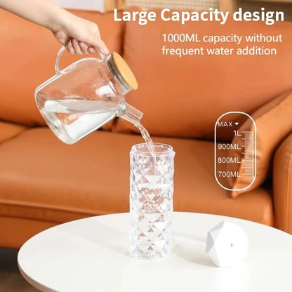 Transform Your Space with the Elegant USB Crystal Humidifier - 500ml Capacity for Fragrance and Comfort