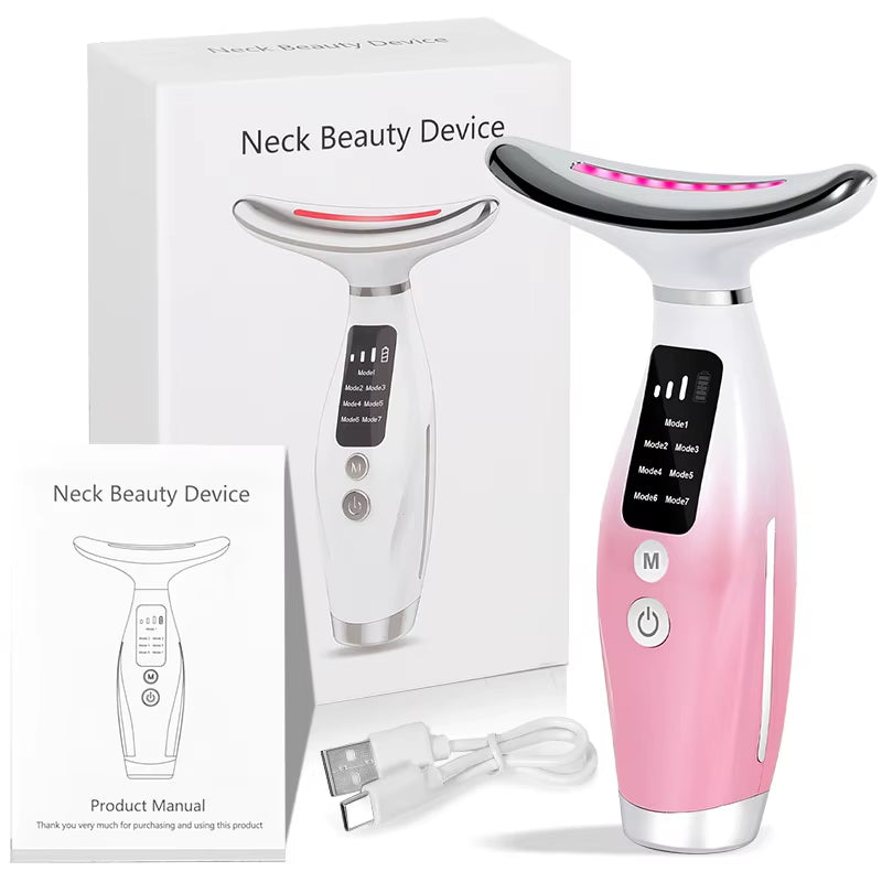 Revitalize Your Beauty Routine: 7 Color EMS Micro-Current Facial & Neck Massager with Vibrating Technology for Ultimate Care