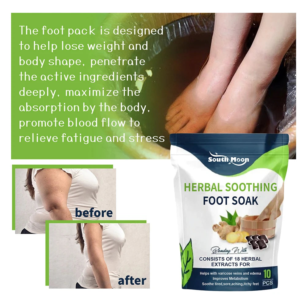 Revitalize Your Feet with 10Pcs Detox Foot Soak Gel - Natural Herbal Blend for Enhanced Blood Circulation and Stress Relief