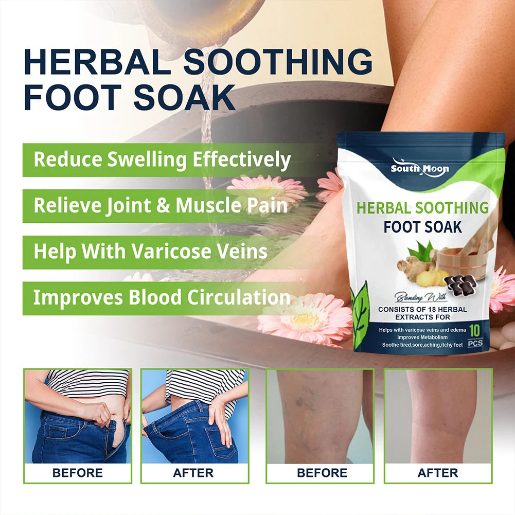 Revitalize Your Feet with 10Pcs Detox Foot Soak Gel - Natural Herbal Blend for Enhanced Blood Circulation and Stress Relief